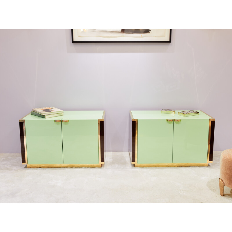 Pair of vintage brass cabinets by Jean-Claude Mahey for Roche Bobois, France 1970