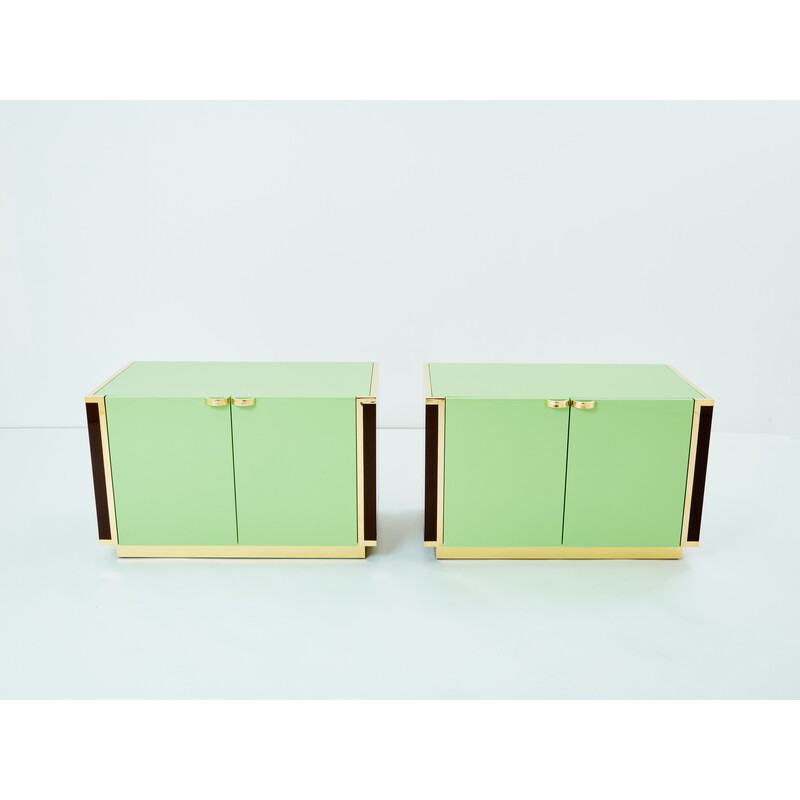 Pair of vintage brass cabinets by Jean-Claude Mahey for Roche Bobois, France 1970