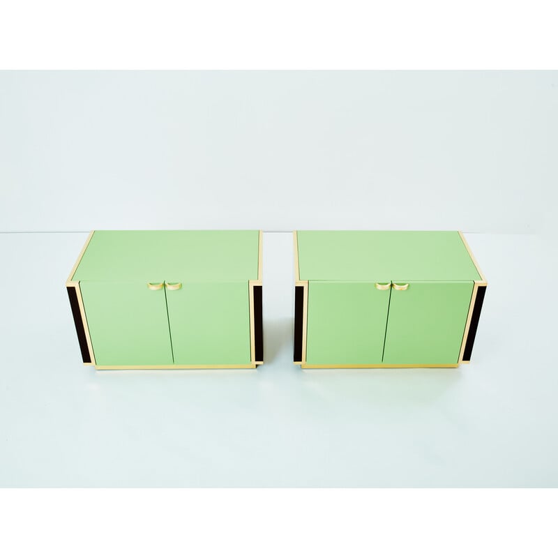 Paire de cabinets vintage en laiton par Jean-Claude Mahey pour Roche Bobois, France 1970