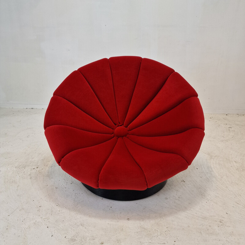 Fauteuil vintage Girasole en fibre de verre et tissu de Luciano Frigerio, Italie 1970