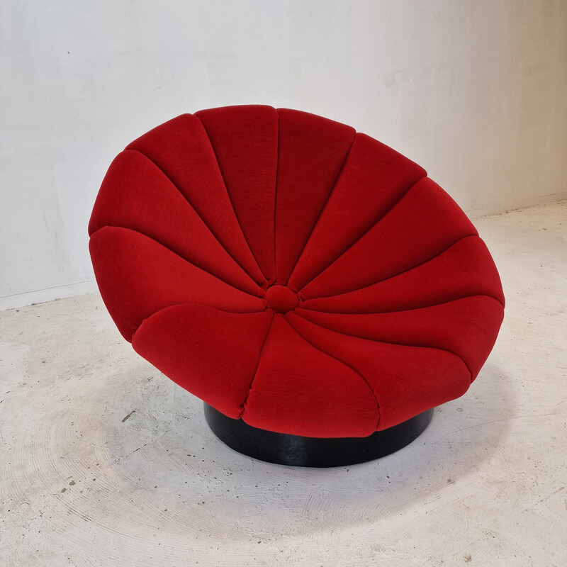 Vintage Girasole armchair in fiberglass and fabric by Luciano Frigerio, Italy 1970