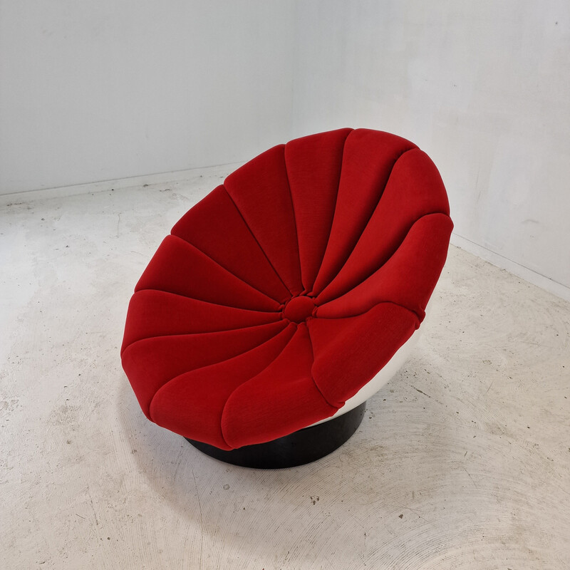 Fauteuil vintage Girasole en fibre de verre et tissu de Luciano Frigerio, Italie 1970