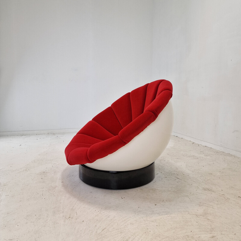 Vintage Girasole armchair in fiberglass and fabric by Luciano Frigerio, Italy 1970