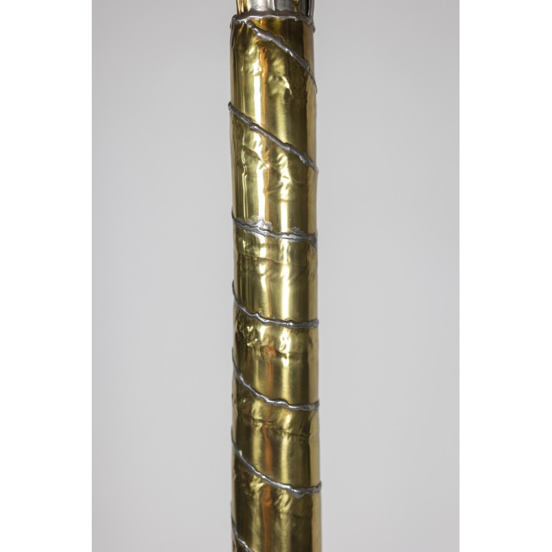 Vintage floor lamp in gold and silver brass representing a palm tree by Henri Fernandez for Maison Honoré, 1970