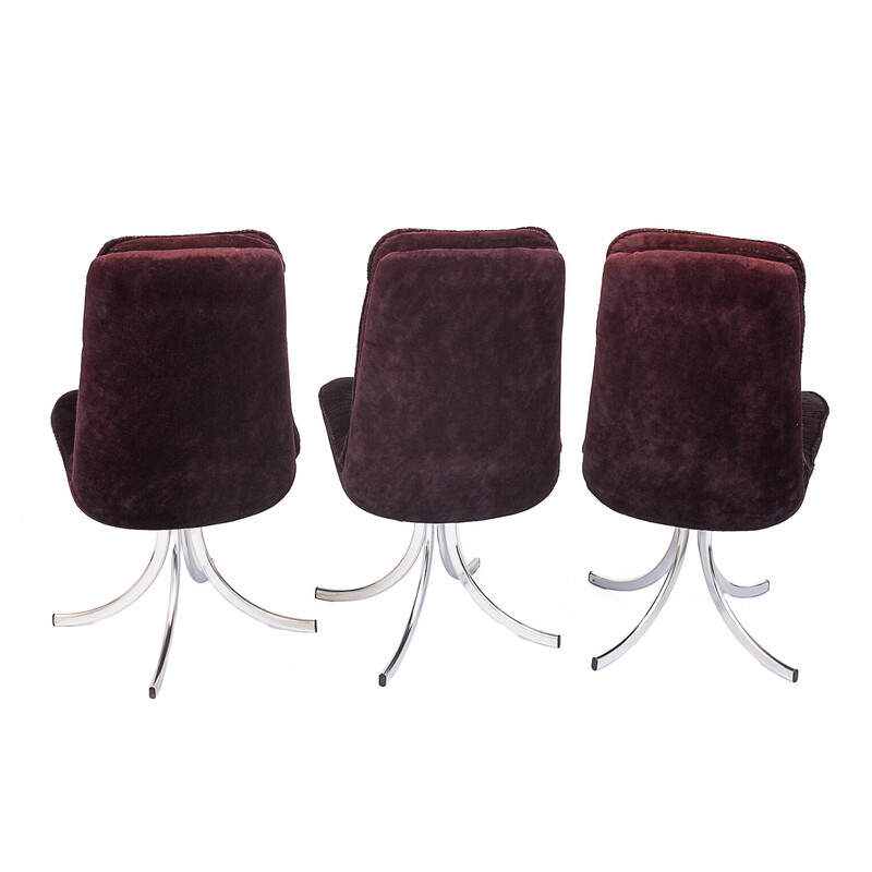 Vintage-Lounge-Set aus Rauchglas und Samt, 1970