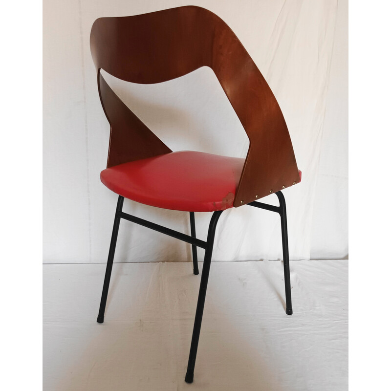 Vintage bentwood and metal chair by Louis Paolozzi for La Maison Zol, 1960