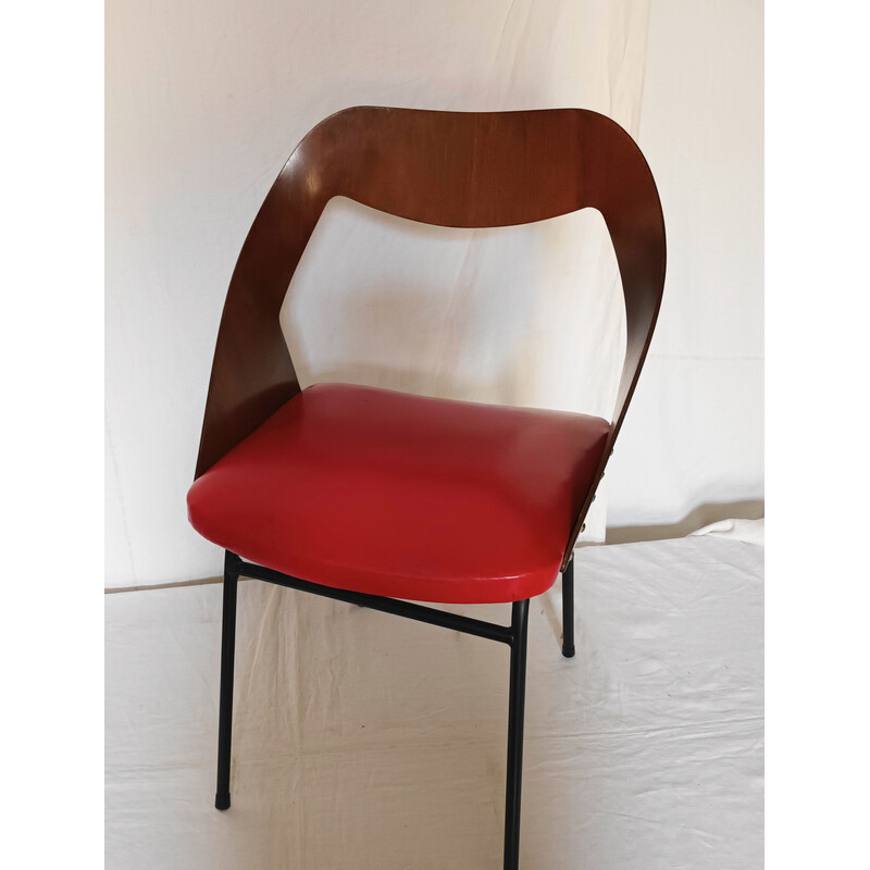 Cadeira vintage em madeira bentwood e metal de Louis Paolozzi para La Maison Zol, 1960