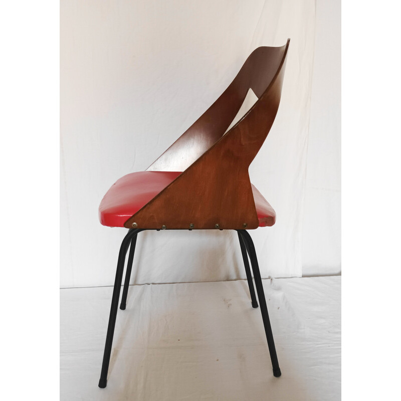 Cadeira vintage em madeira bentwood e metal de Louis Paolozzi para La Maison Zol, 1960