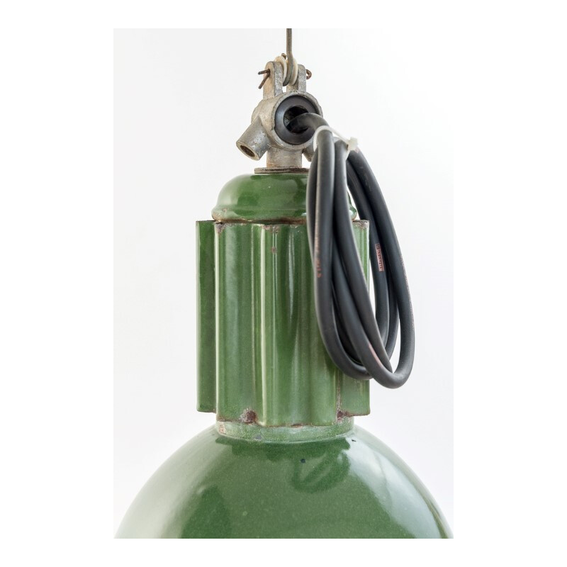Mid century green enamel industrial lamp - 1950s