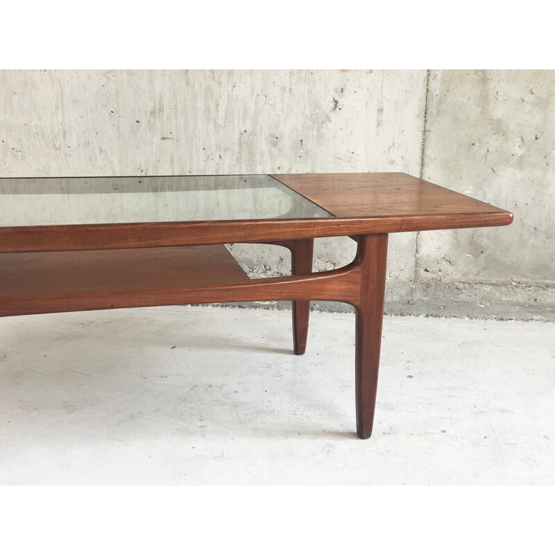 G-Plan mid century coffee table in teak and glass - 1970s