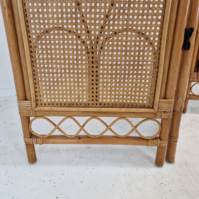 Vintage rattan and wicker screen, Italy 1960