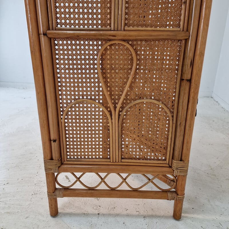 Vintage rattan and wicker screen, Italy 1960