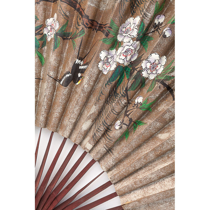 Vintage hand-painted paper fan, China 1930