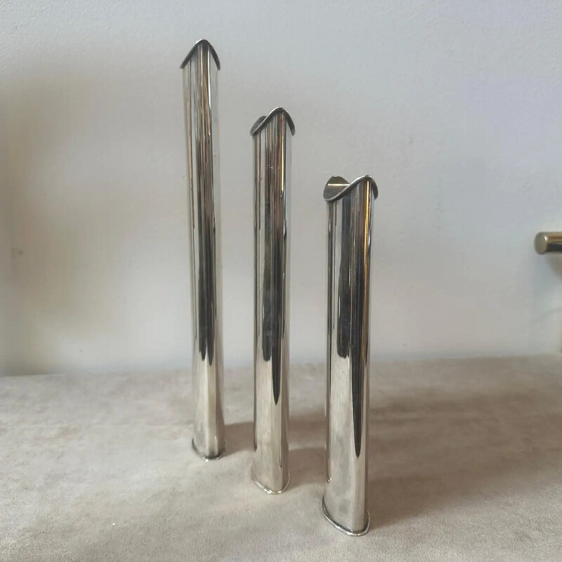 Set of 3 vintage silver-plated Giselle candlesticks by Lino Sabattini for Sabattini Argenteria, Italy 1990