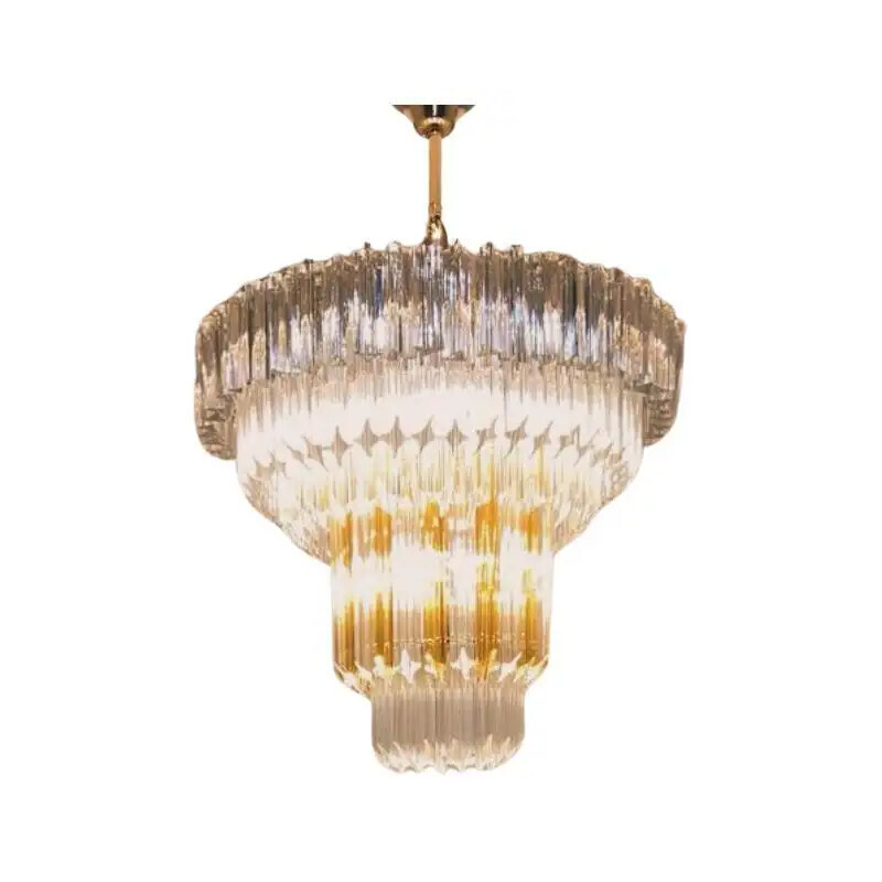 Vintage Triedri chandelier in clear and brown Murano glass for Venini, 1970