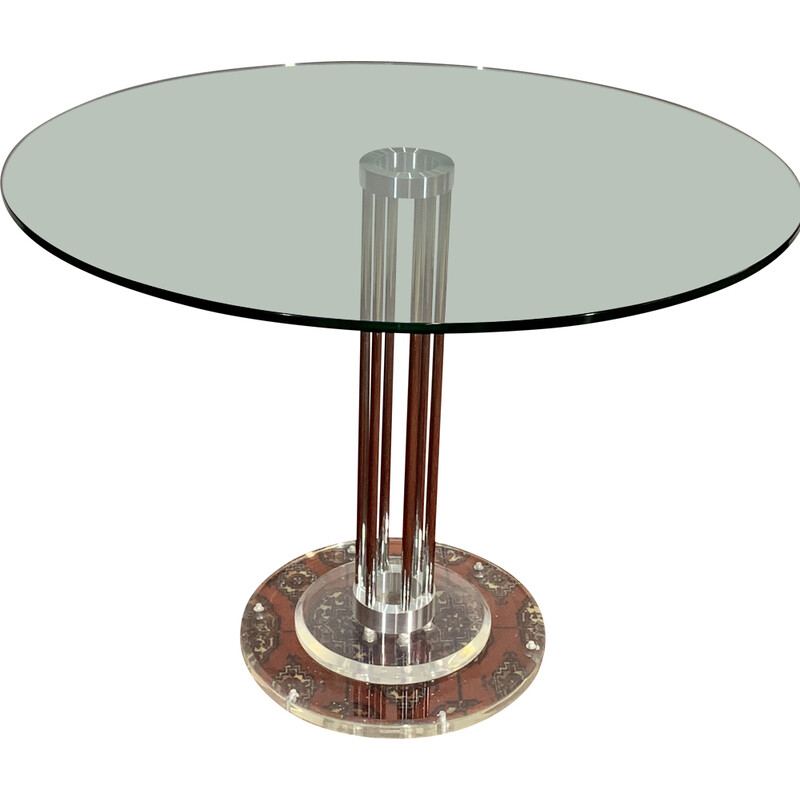 Table vintage en verre et métal chromé par Marco Zanuso, Italie