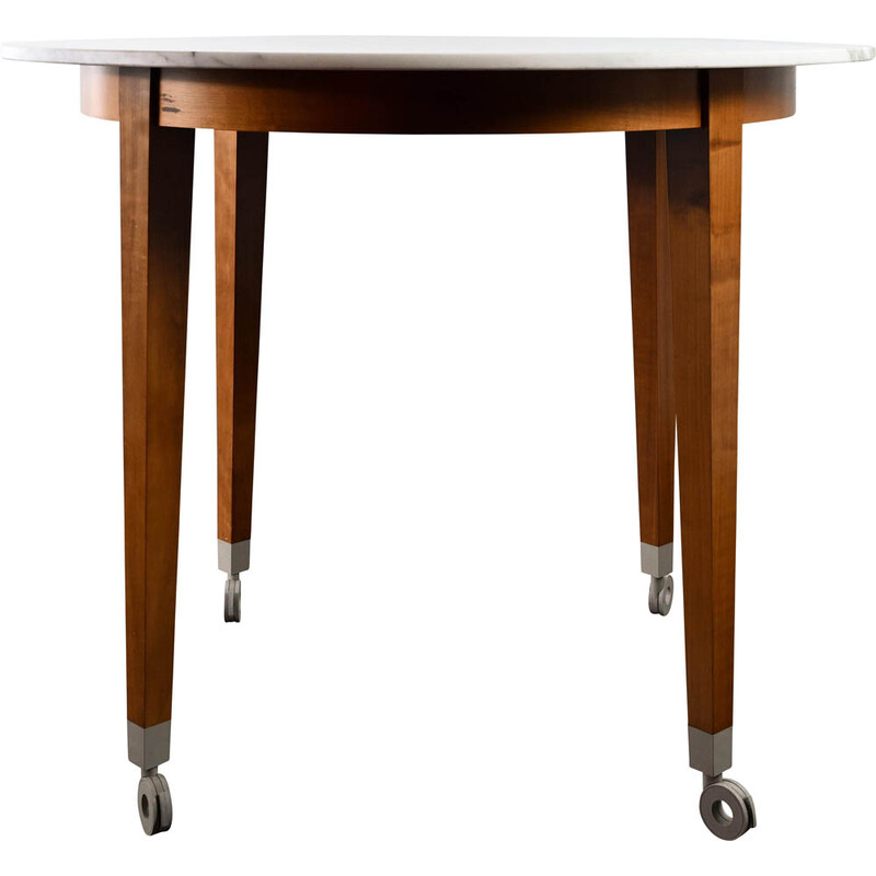 Vintage Neoz high table in mahogany-stained cherry and white Carrara marble by Philippe Starck, 1990