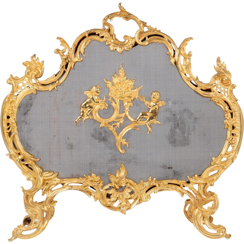Biombo de bronze dourado vintage, França 1880