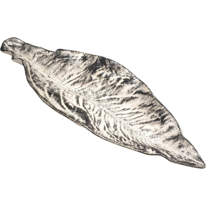 Vintage ceramic leaf by Pol Chambost, 1950