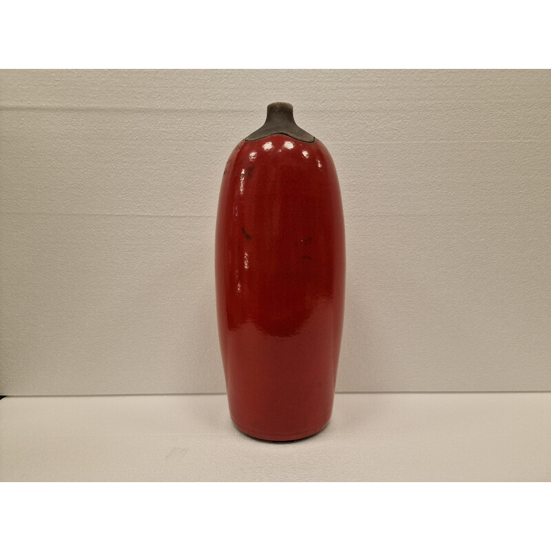 Vintage dekorative Glas in rot glasierte Keramik Raku