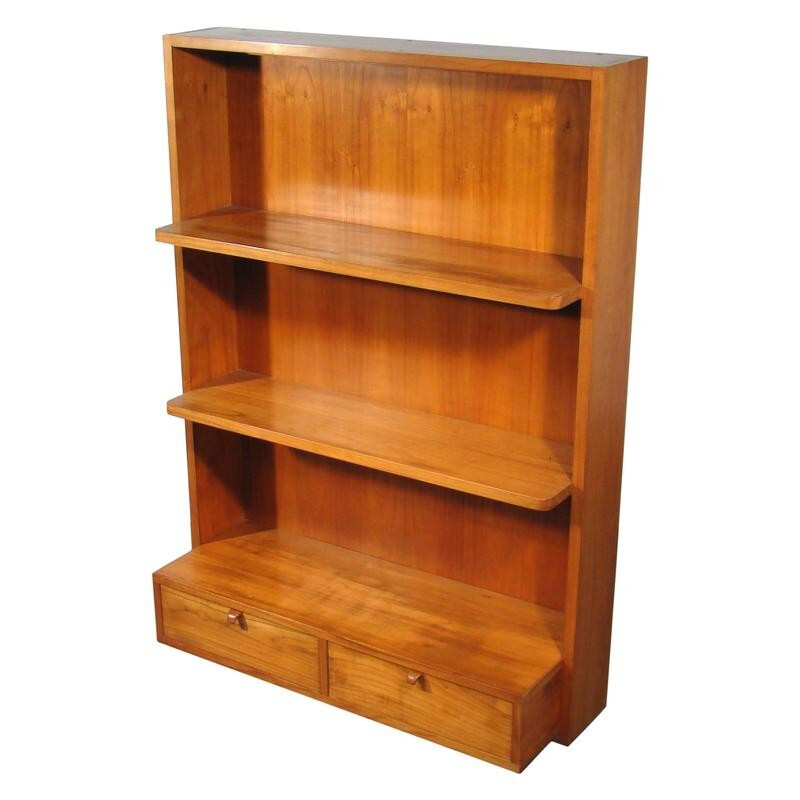 Hanging bookcase in solid cherrywood, Italy - 1970s