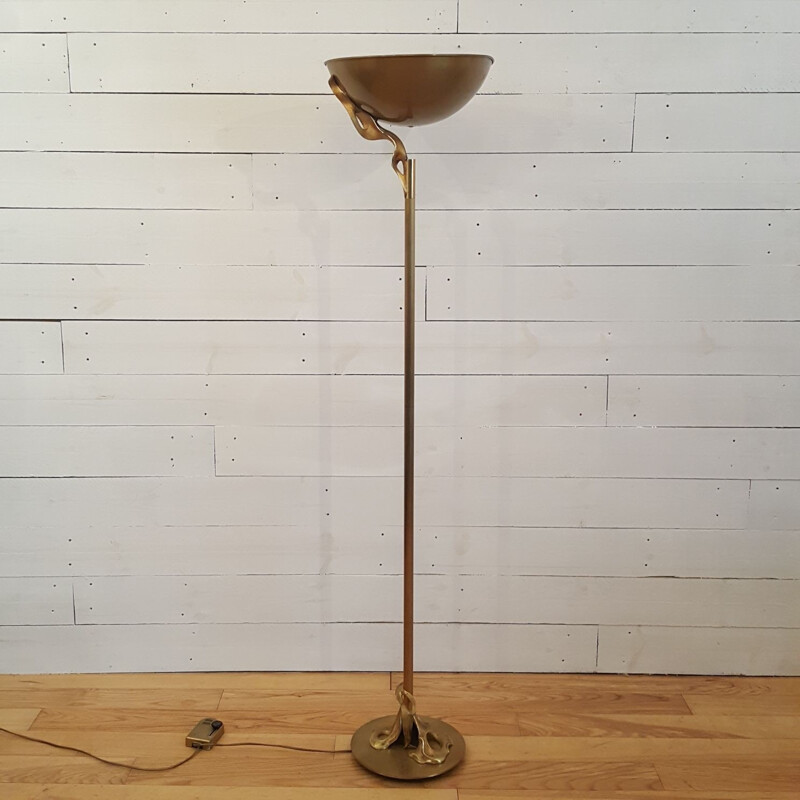 Italian metal and bronze floor lamp - 1980s
