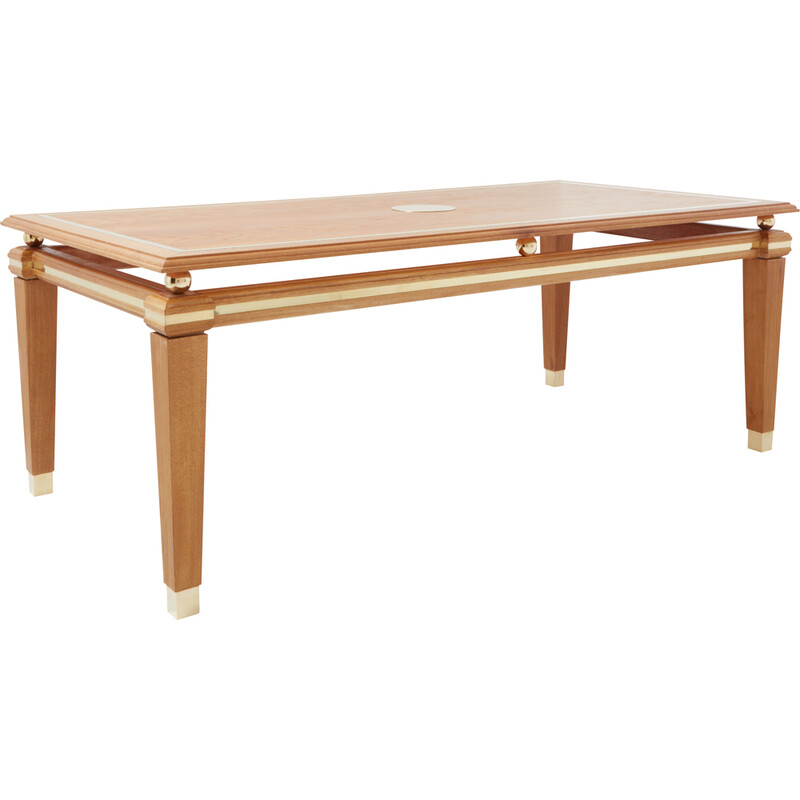 Vintage dining table in limed oak and brass by Tommaso Barbi, Italy 1970