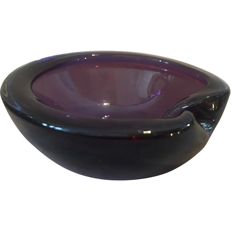 Vintage blue and purple Murano glass bowl by Seguso, Italy 1970