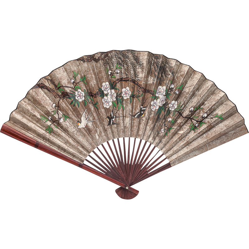 Vintage hand-painted paper fan, China 1930