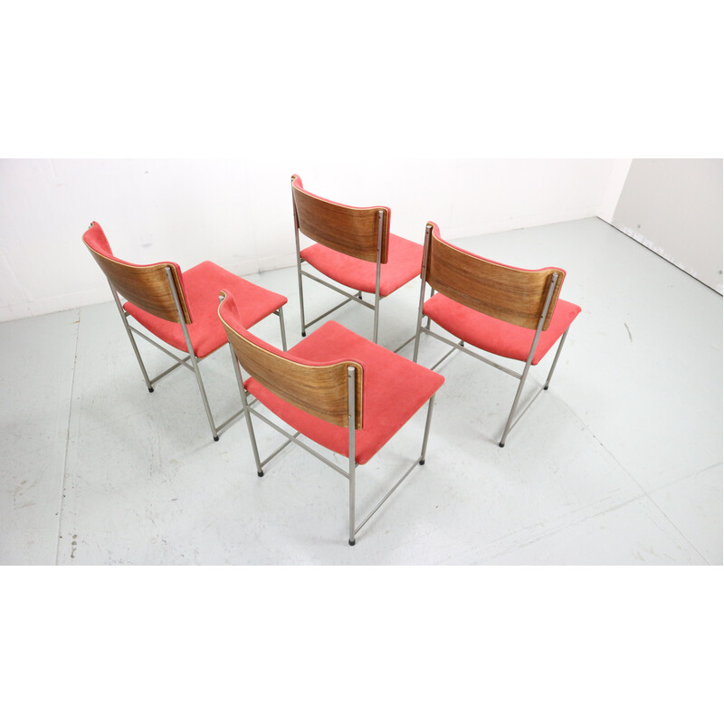 Conjunto de 4 cadeiras de jantar vintage modelo SM08 de Cees Braakman para Ums Pastoe, Holanda 1960