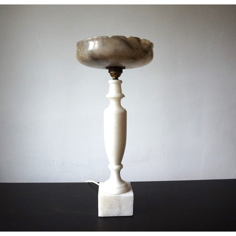 Vintage table lamp with marble base, France 1900