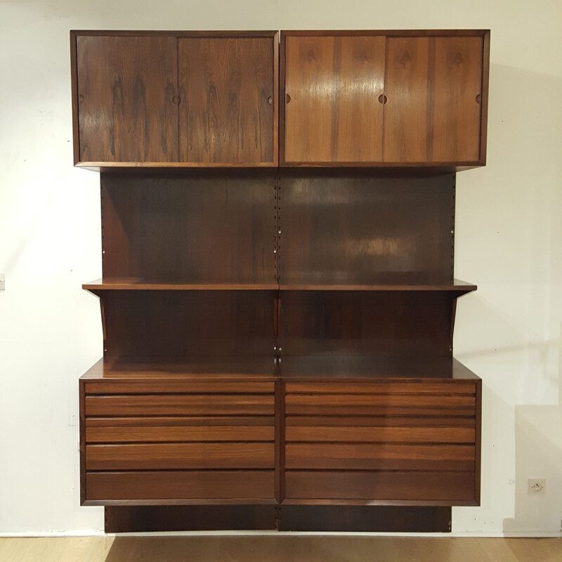 Rosewood wall storage unit de Poul Cadovius for Royal System - 1960s