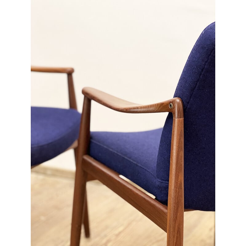 Pair of vintage 400 series teak armchairs by Hartmut Lohmeyer for Wilkhahn, Germany 1950