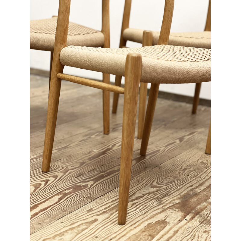 Set of 4 vintage model 75 oak chairs by Niels O. Møller for Jl Møllers Furniture Factory, Denmark 1950
