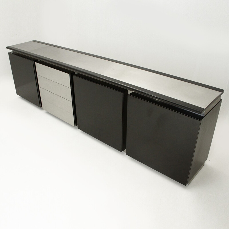 Black and white Parioli sideboard by Lodovico Acerbis and Giotto Stoppino for Acerbis - 1970s