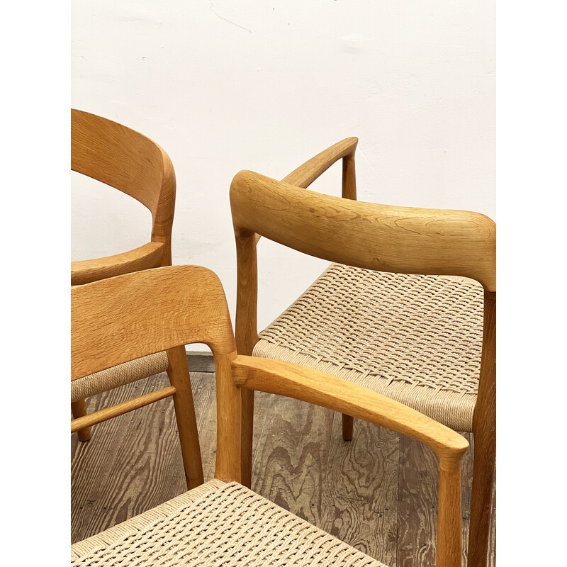 Conjunto de 4 cadeiras vintage modelo 56 em carvalho de Niels O. Møller para J.L. Mollers Møbelfabrik, Dinamarca 1950