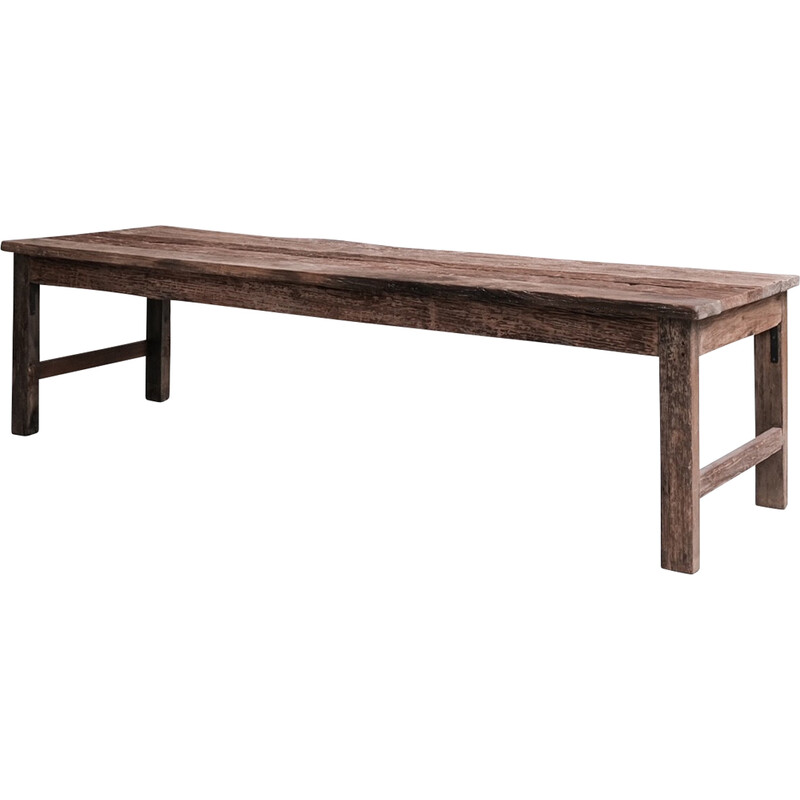 Vintage primitive wooden dining table, Belgium 1950