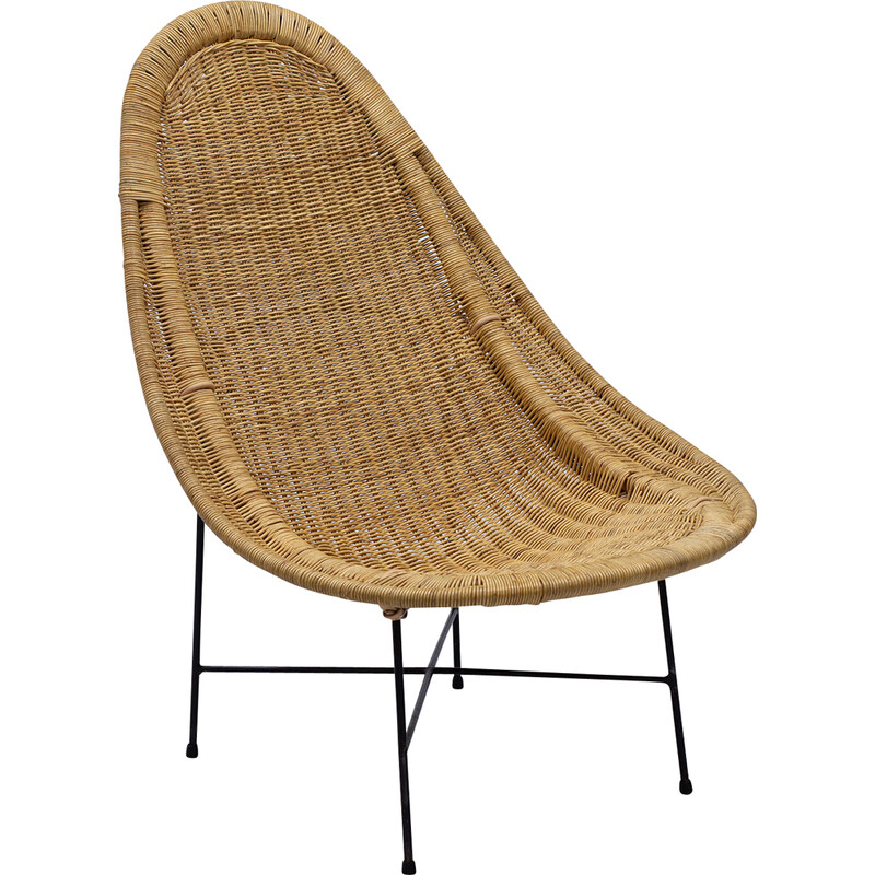 Vintage “Stora Kraal” wicker armchair by Kerstin Hörlin-Holmqvist for Nordiska Kompaniet, Sweden 1950