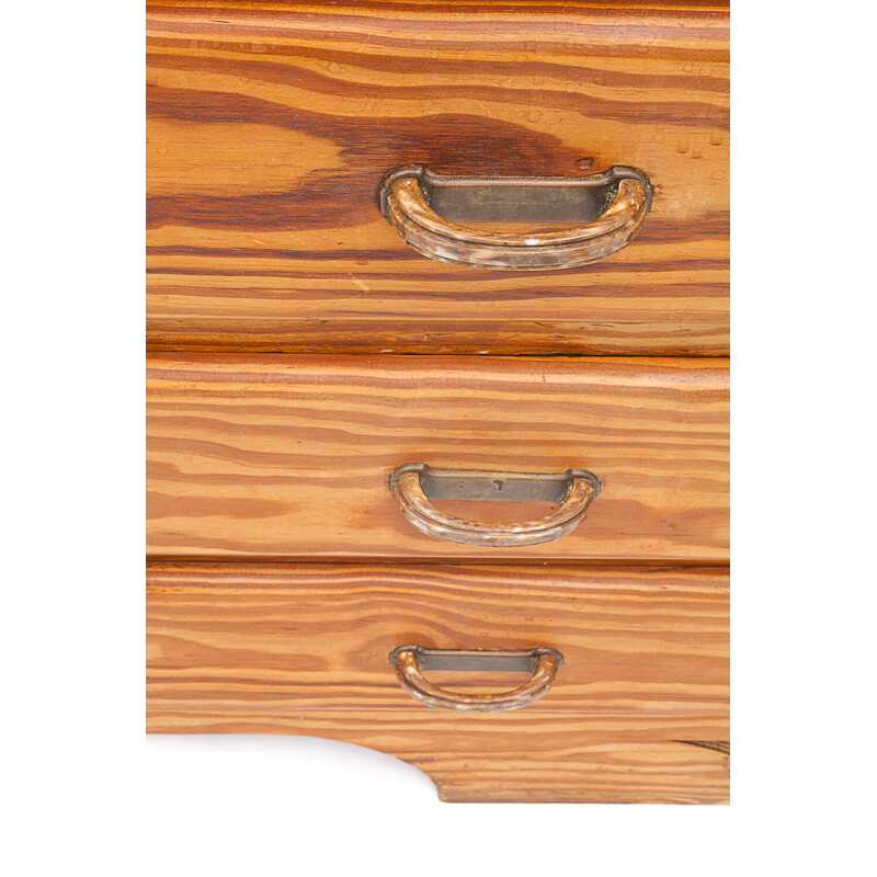 Vintage chest of drawers in solid pine and marbled bakelite by Charlotte Perriand for Les Arcs, 1960