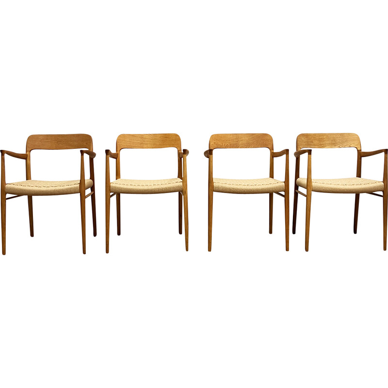 Set of 4 vintage model 56 oak chairs by Niels O. Møller for J.L. Mollers Møbelfabrik, Denmark 1950