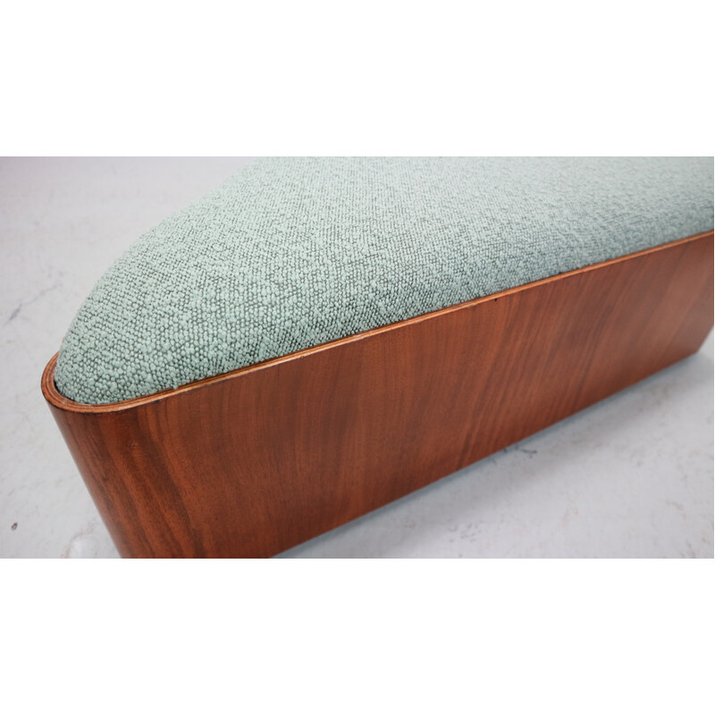 Elemento de asiento triangular vintage de madera contrachapada con tejido de bucles, 1970