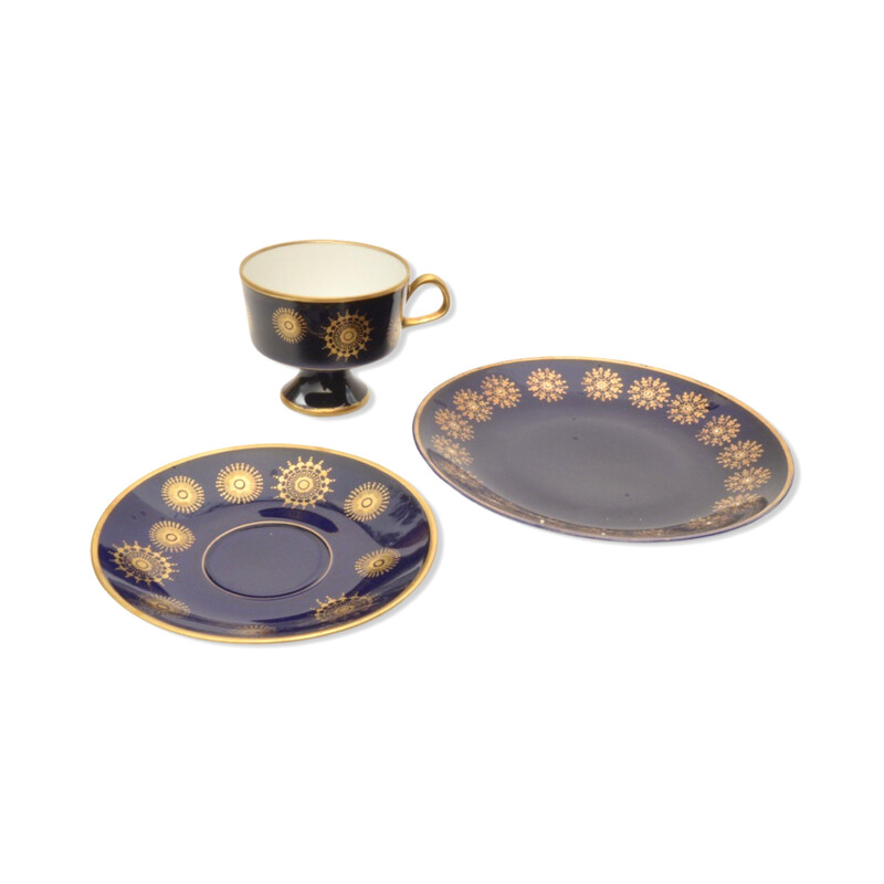 Vintage cobalt breakfast set for Lichte Porzellan, Germany 1970