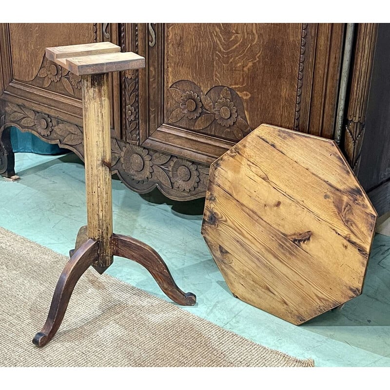 Vintage solid pine pedestal table