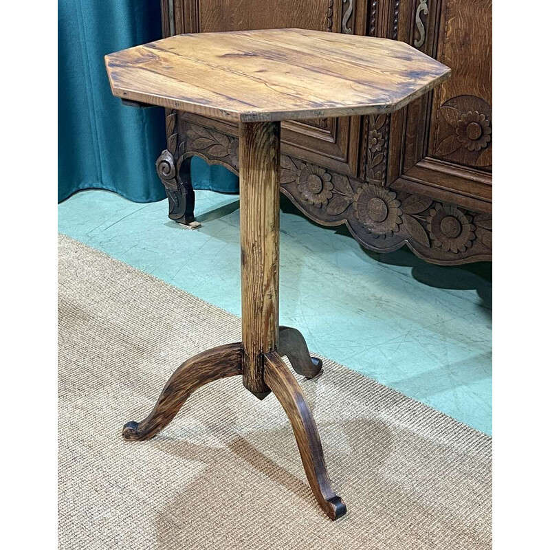 Vintage solid pine pedestal table