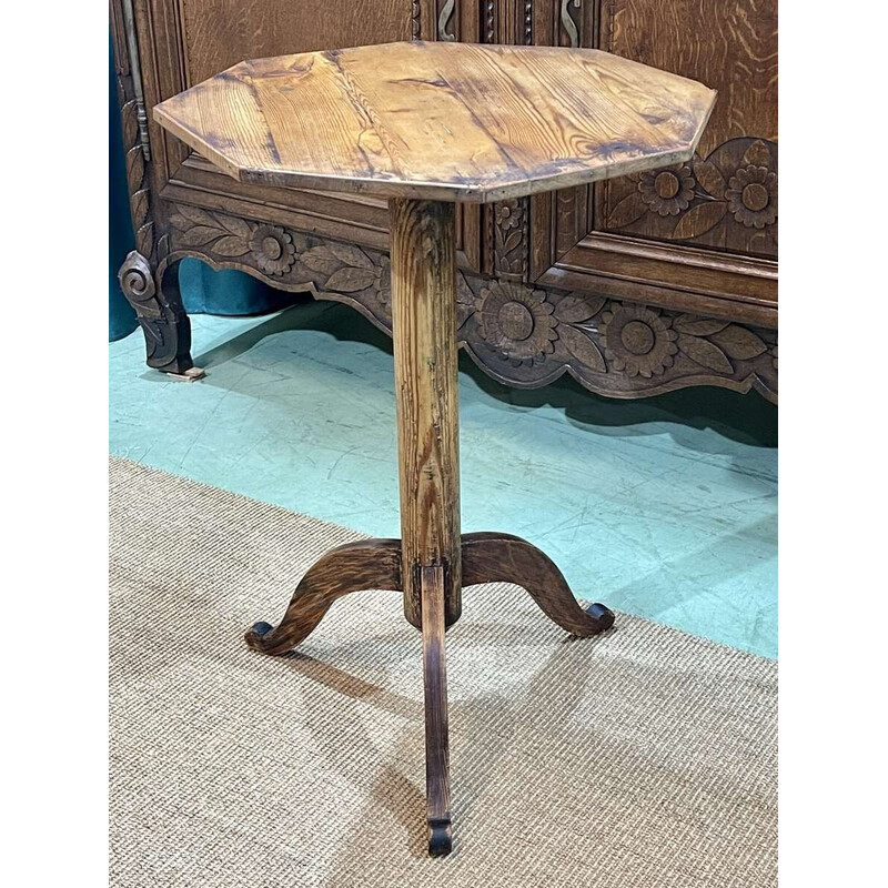 Vintage solid pine pedestal table