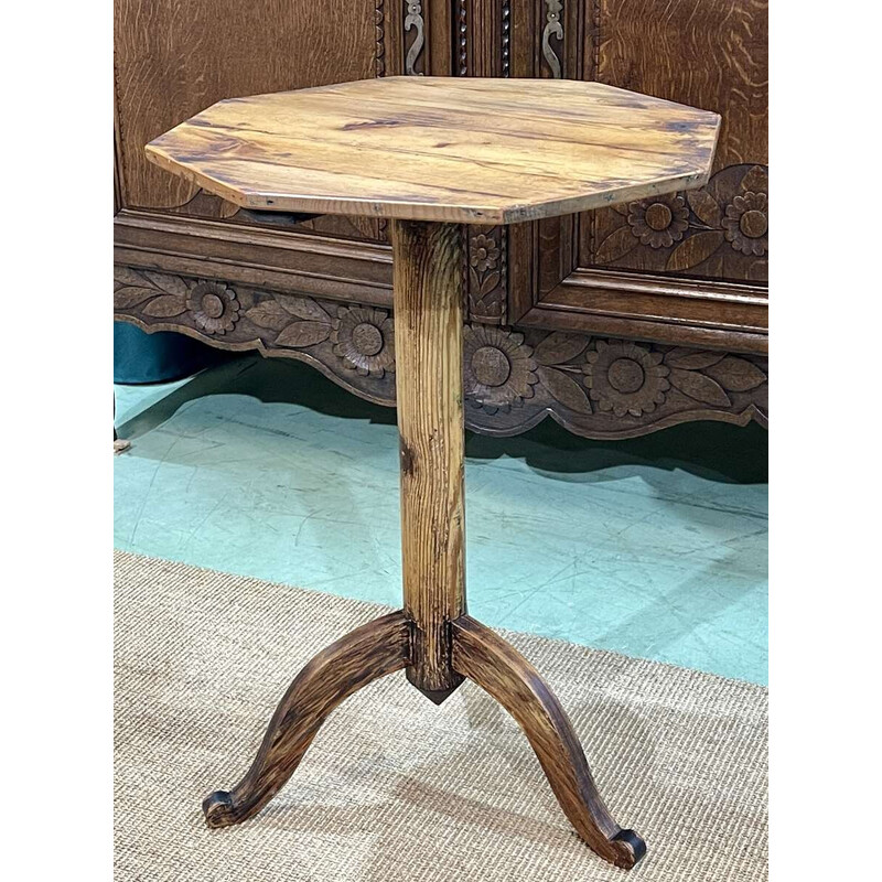 Vintage solid pine pedestal table
