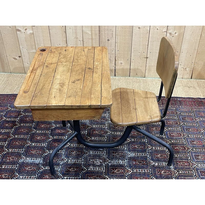 Vintage school desk by Jean Prouvé for Morice, 1930