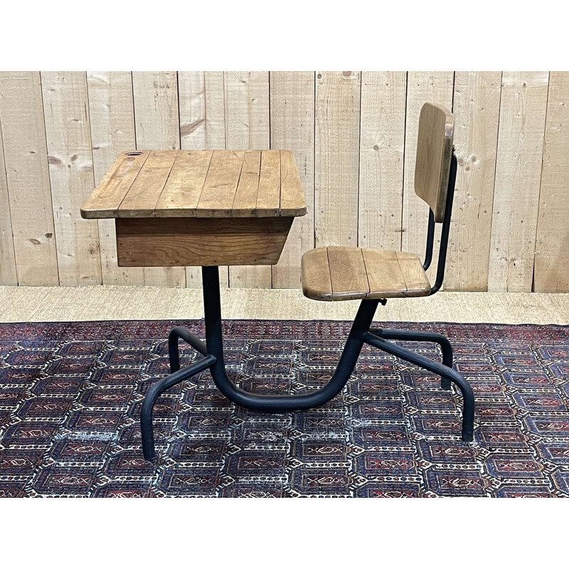 Vintage school desk by Jean Prouvé for Morice, 1930