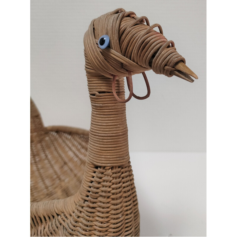 Vintage vogelvormige zoömorfe mand van gevlochten riet, 1960