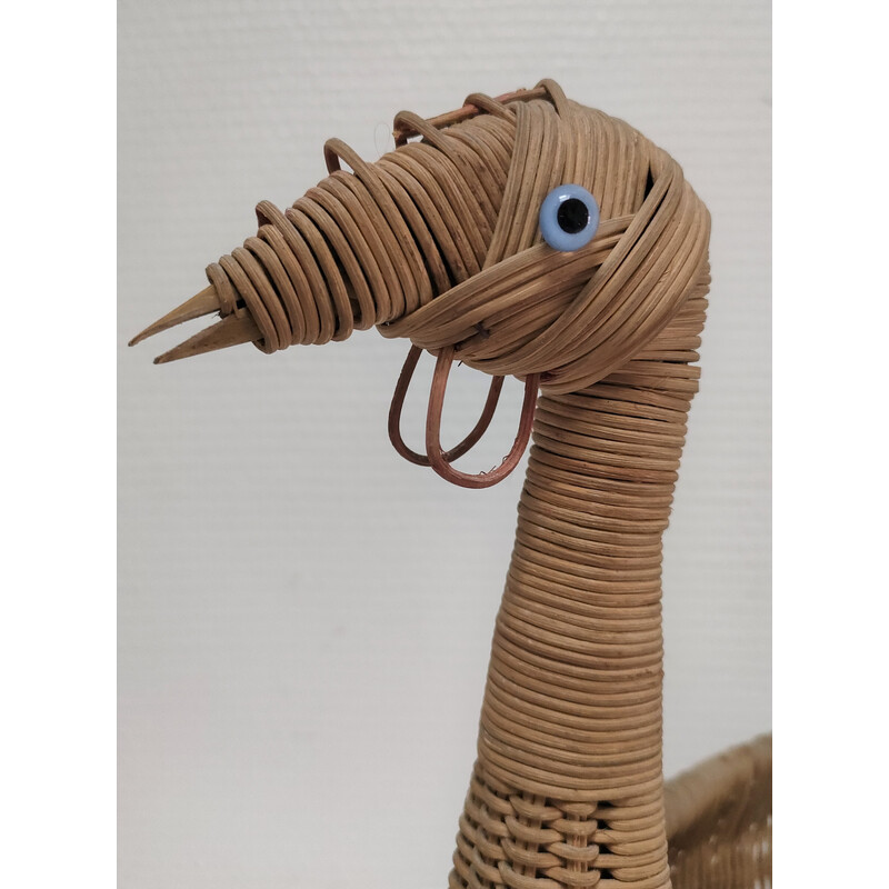 Vintage vogelvormige zoömorfe mand van gevlochten riet, 1960